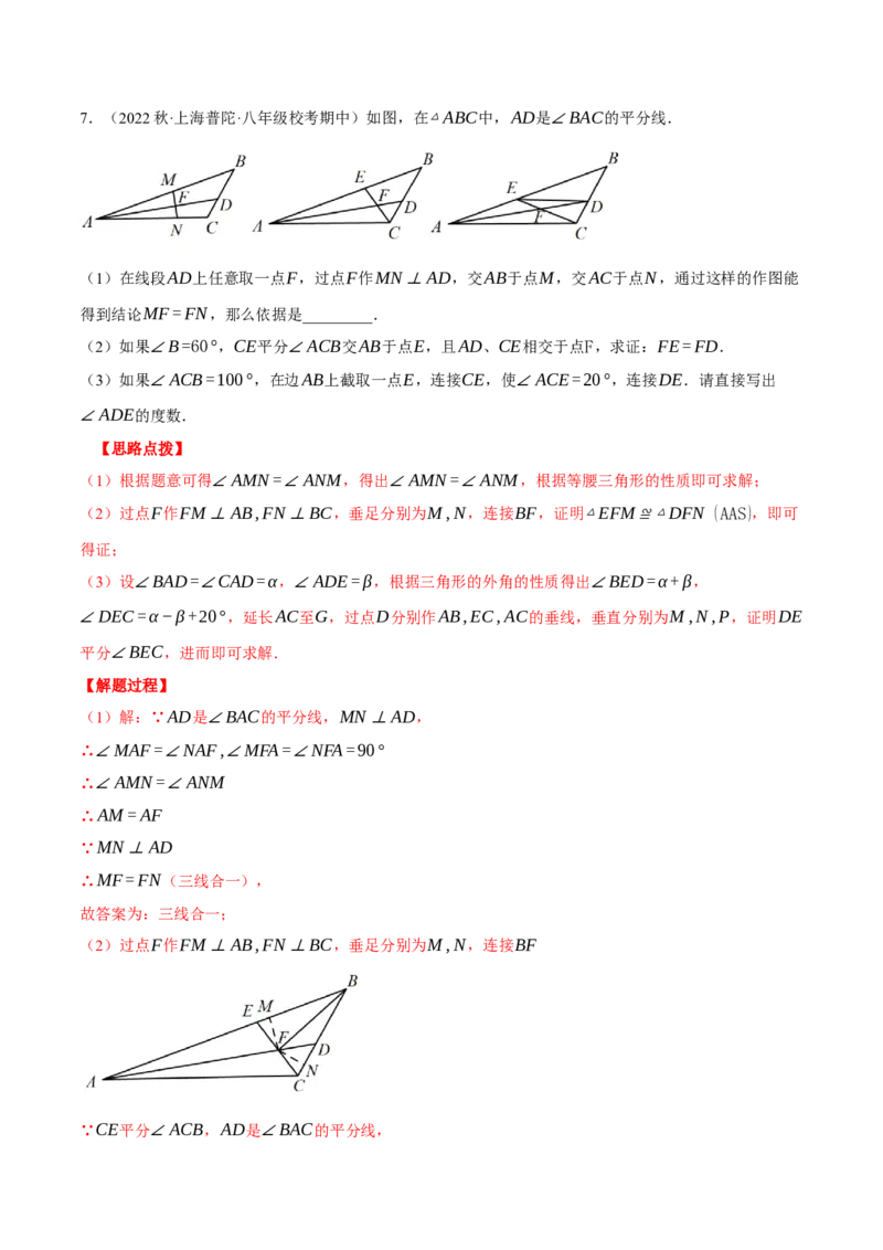 专题13.3三角形中的几何综合（压轴题专项讲练）（人教版）（教师版）_初中数学_八年级数学上册（人教版）_压轴题专项-V5_2024版