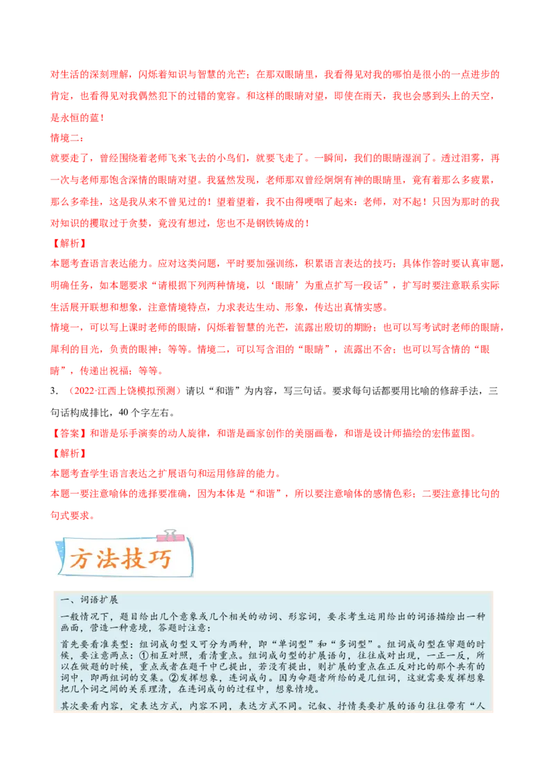 考向12扩展语句-备战2023年高考语文一轮复习考点微专题（全国通用）（解析版）_01高考语文_6赠通用版（老高考）复习资料_一轮复习
