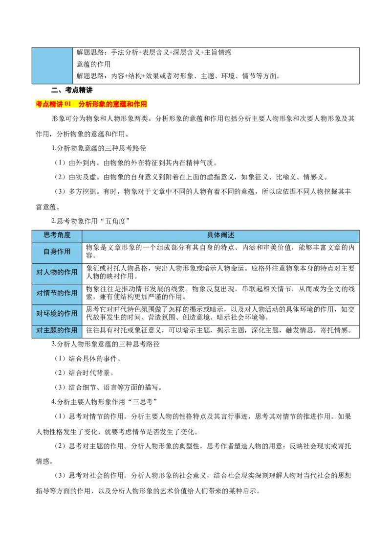 考点08意蕴探究-备战2025年高考语文一轮复习考点帮（新高考通用）（原卷版）_01高考语文_5.22025年新高考资料_备战2025年高考语文一轮复习考点帮（新高考通用）