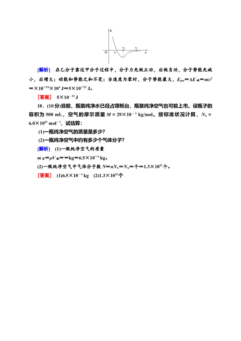 章末综合测评1　分子动理论&mdash;新教材人教版（2019）高中物理选择性必修第三册同步检测_高中九科知识点归纳。_人教版高中Word电子版试卷练习试题知识点全科_高中物理试卷习题_物理选修