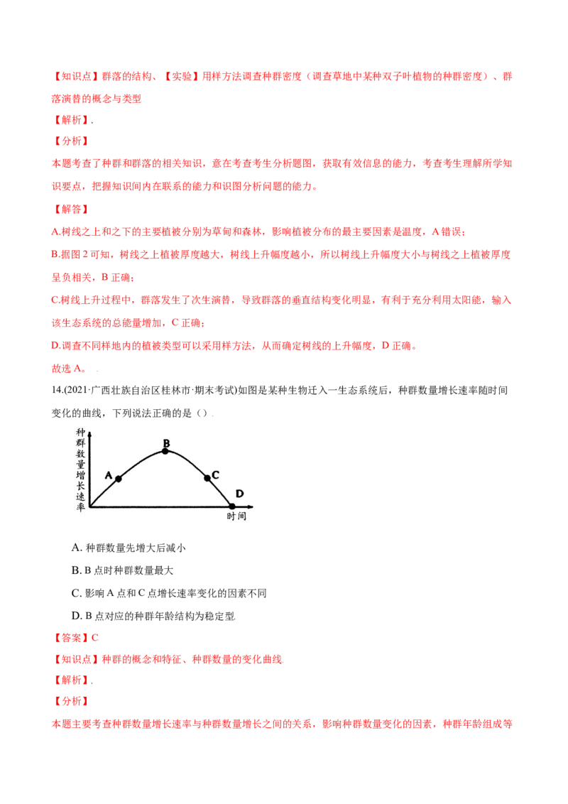 第01章种群及其动态（B卷&middot;提升能力）高二生物同步单元AB卷（人教版2019选择性必修2）（解析版）_高中九科知识点归纳。_人教版高中Word电子版试卷练习试题知识点全科_高中生物试卷习题