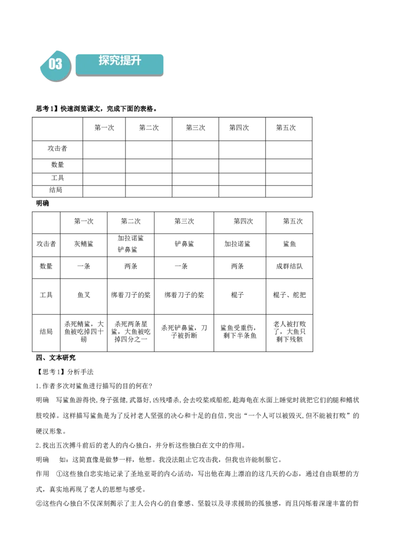 10《老人与海（节选）》（统编版选择性必修上册）（学生版）_高语_高中语文_选择性必修上册_同步讲义