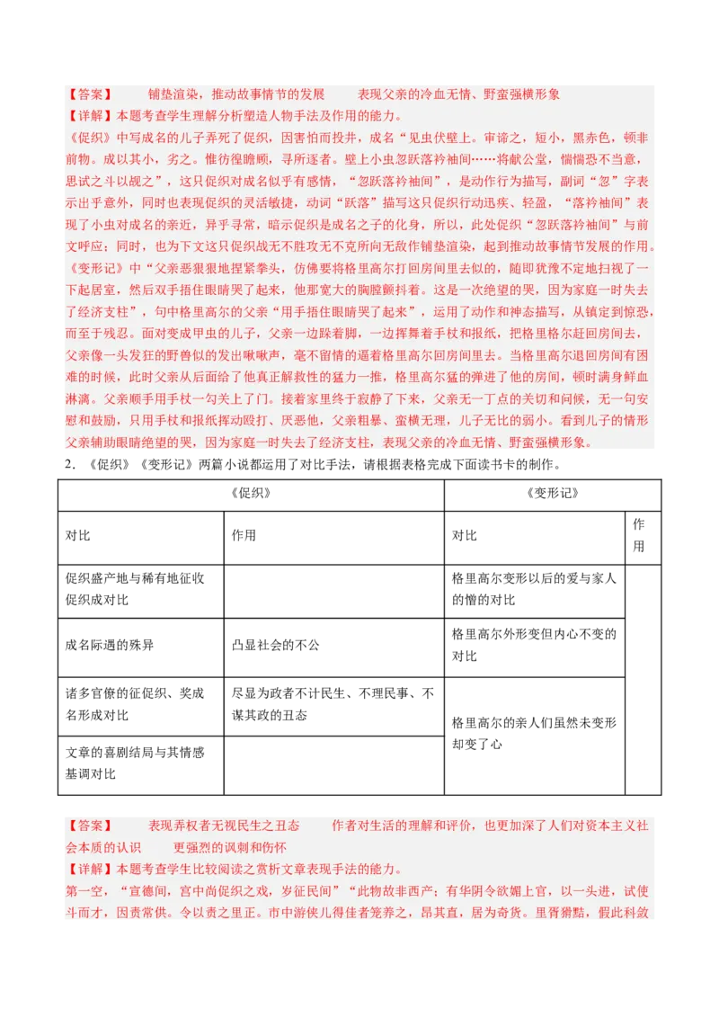 第04讲必修下《促织》一轮复习（练习）（解析版）_01高考语文_52025年新高考资料_一轮复习_2025年高考语文一轮复习讲练测_文言文阅读