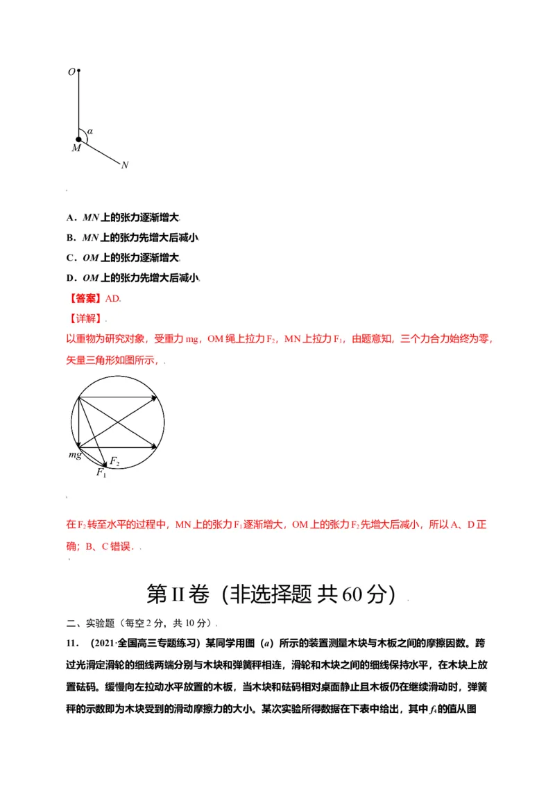 第三单元相互作用&mdash;&mdash;力（选拔卷）-单元测试学生版高一物理尖子生选拔卷（人教版2019必修第一册）（解析版）_高中九科知识点归纳。_人教版高中Word电子版试卷练习试题知识点全科