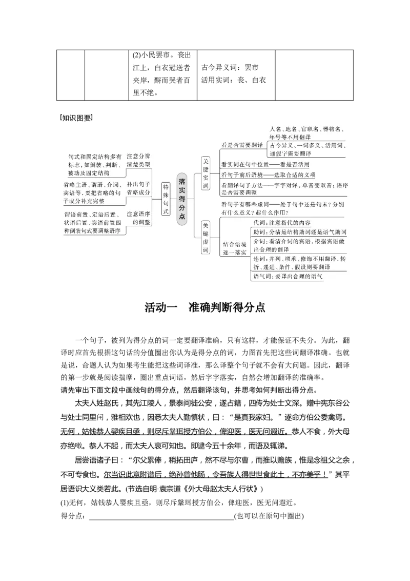 第3部分文言文考点突破课时40　精准翻译语句(二)&mdash;&mdash;扣准语境，落实&ldquo;分点&rdquo;_01高考语文_32023年新高考资料_一轮复习_2023年新高考大一轮复习讲义