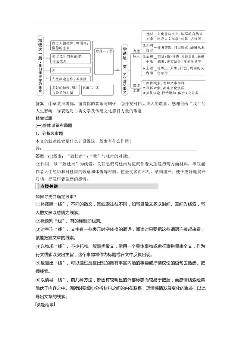 第8部分散文阅读课时59　精准分析思路结构&mdash;&mdash;文思有路，遵路识真_01高考语文_6赠通用版（老高考）复习资料_一轮复习_2023年高考语文一轮复习讲义+课件（全国版）