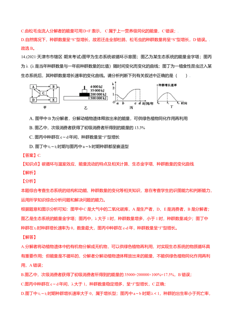第03章生态系统及其稳定性（B卷&middot;提升能力）高二生物同步单元AB卷（人教版2019选择性必修2）（解析版）_高中九科知识点归纳。_人教版高中Word电子版试卷练习试题知识点全科_生物选修