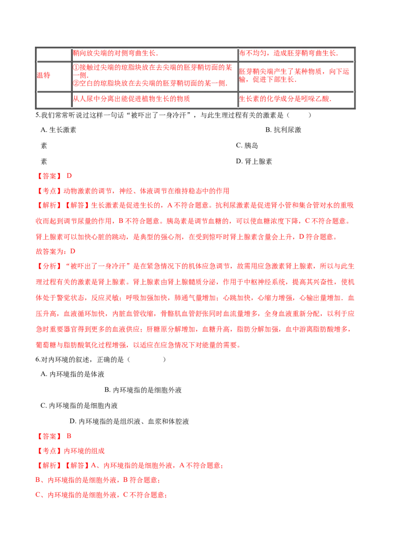 高二生物上学期期末测试卷01（人教版2019选择性必修1）（解析版）_高中九科知识点归纳。_人教版高中Word电子版试卷练习试题知识点全科_高中生物试卷习题_生物选修_选修1