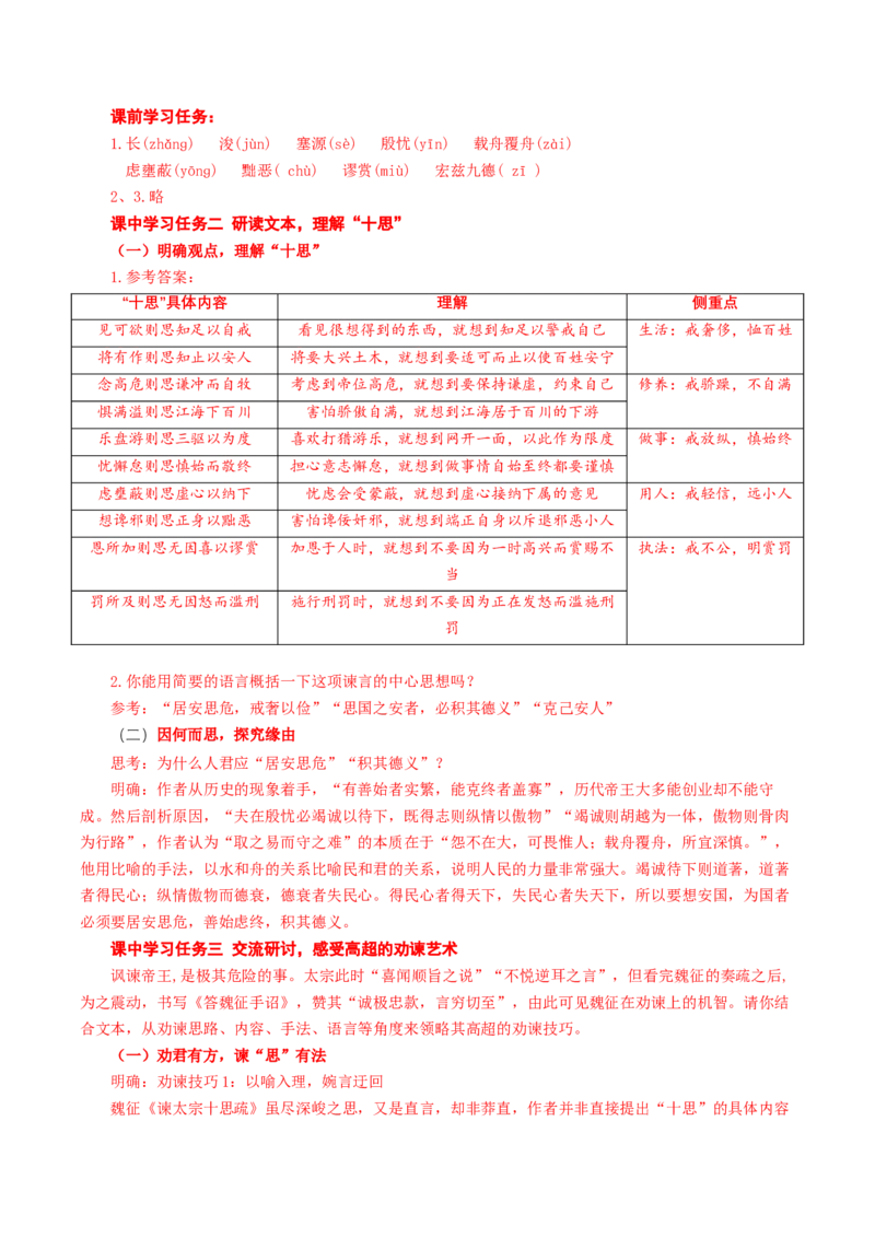 15-1《谏太宗十思疏》（导学案）-（统编版必修下册）_高语_高中语文_必修下册_导学案
