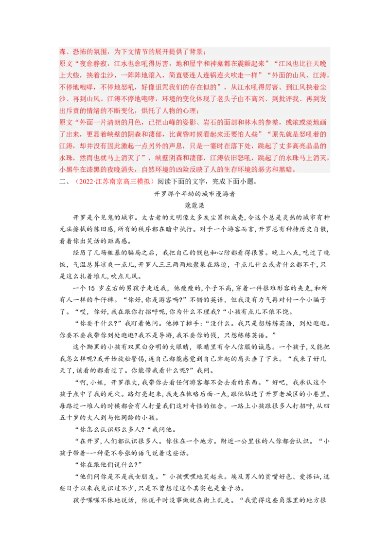考向41文学类文本阅读之环境-备战2023年高考语文一轮复习考点微专题（新高考地区专用）（解析版）_01高考语文_32023年新高考资料_一轮复习