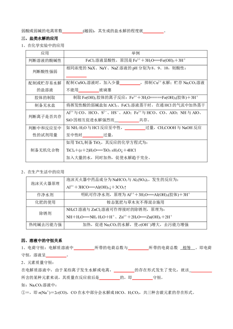 第三章水溶液中的离子反应与平衡-知识手册高中化学全册必背章节知识清单（人教版2019选择性必修1）（学生版）_高中九科知识点归纳。_高中化学试卷习题_化学选修_选修1