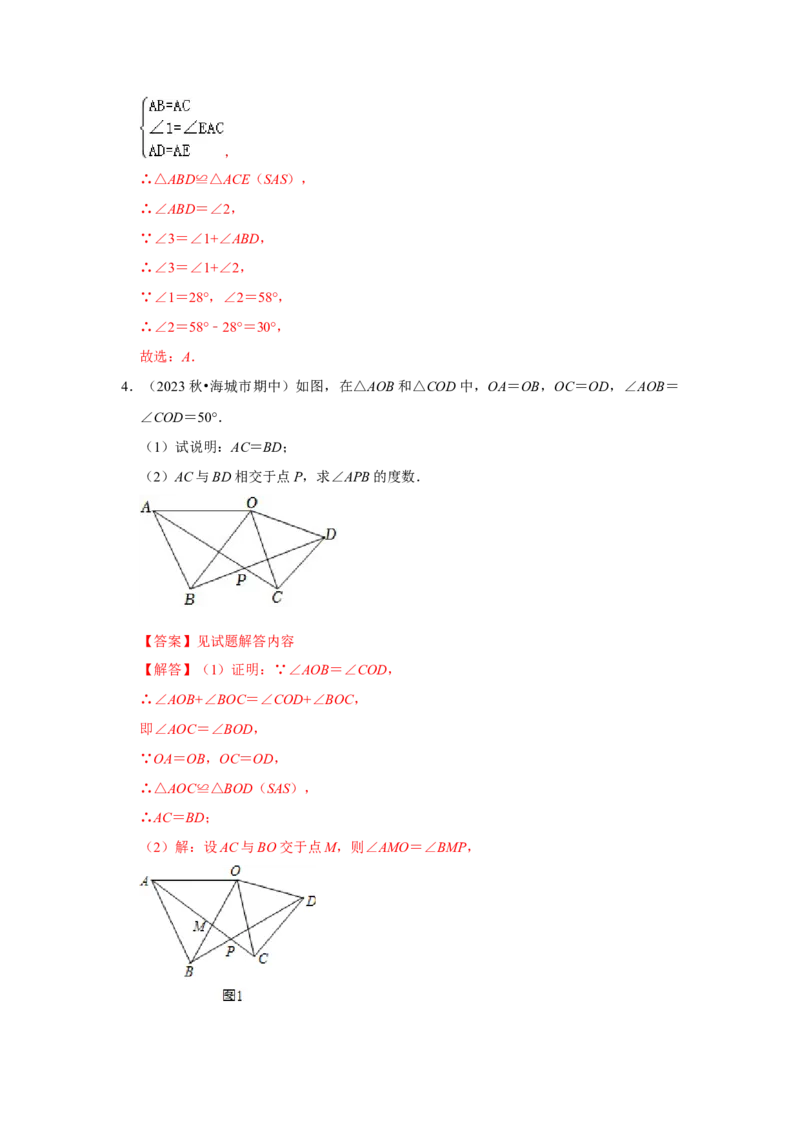 专题12.3全等三角形的应用（5个考点2个易错点）（题型专练+易错精练）（教师版）_初中数学_八年级数学上册（人教版）_知识解读与题型专练-V14_2025版