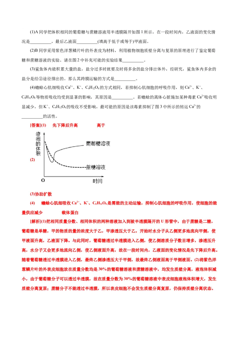 第4章细胞的物质输入和输出（B卷&middot;能力提升练）（解析版）_高中九科知识点归纳。_人教版高中Word电子版试卷练习试题知识点全科_高中生物试卷习题_生物必修_必修1