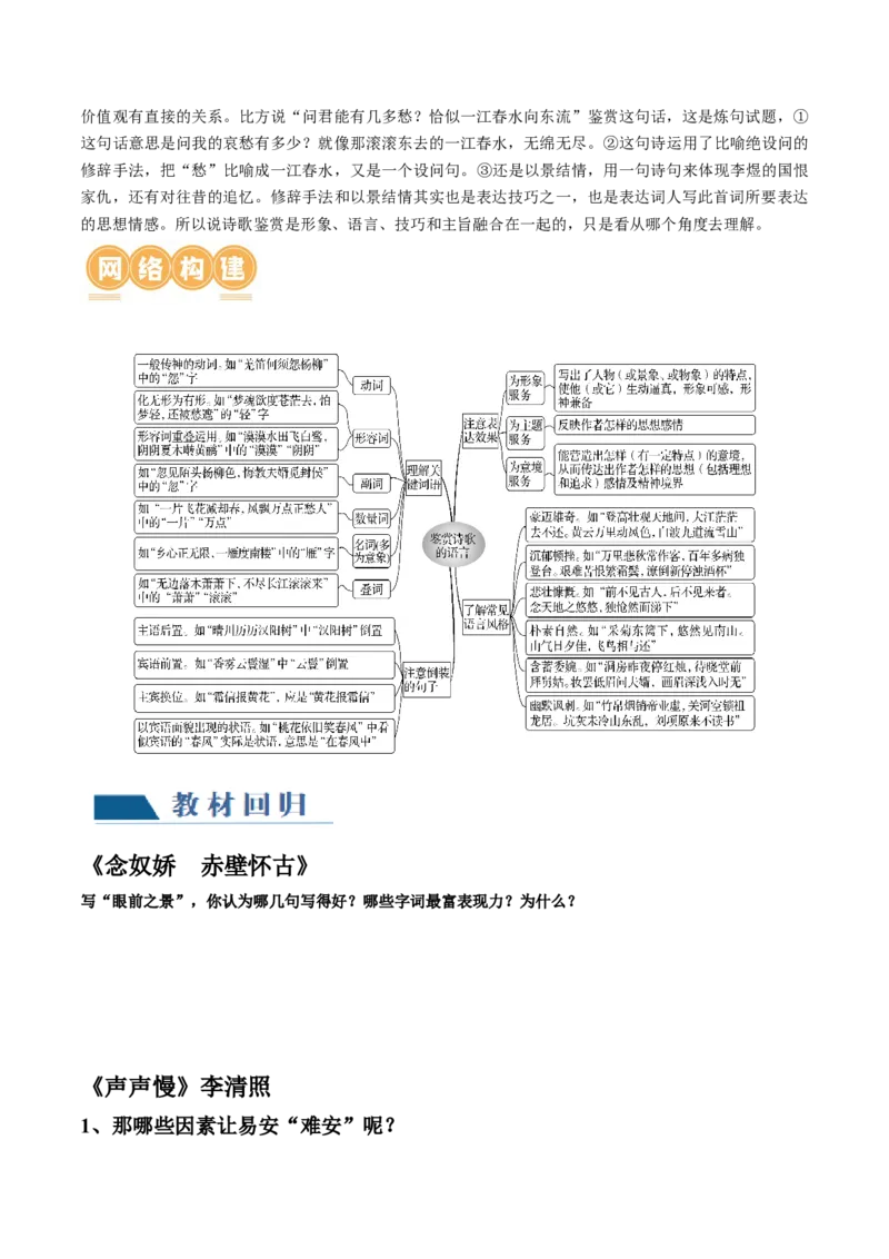 第02讲鉴赏诗歌语言（讲义）（原卷版）_01高考语文_4.22024年新高考资料_1.2024一轮复习_2024年高考语文一轮复习讲练（新教材新高考_2.第二部分古代诗文阅读专题二诗歌鉴赏