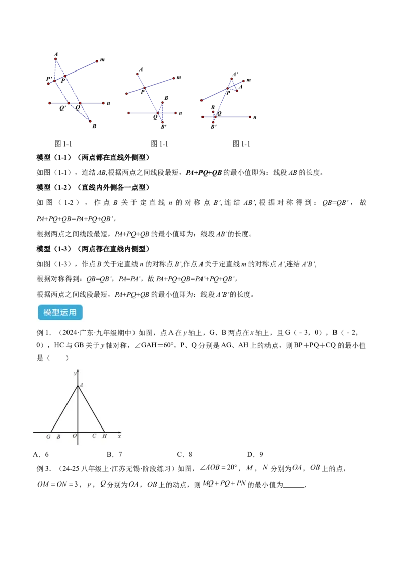 专题12将军饮马模型解读与提分精练（人教版）（学生版）_初中数学_八年级数学上册（人教版）_常见几何模型全归纳-V13_2025版