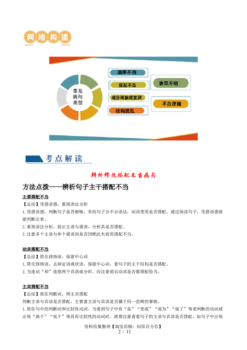 第02讲辨析并修改病句（讲义）（原卷版）_01高考语文_新高考复习资料_2024年新高考资料_一轮复习资料_高考语文一轮复习讲练测（课件+讲义+练习）（新高考）_第三部分语言文字运用