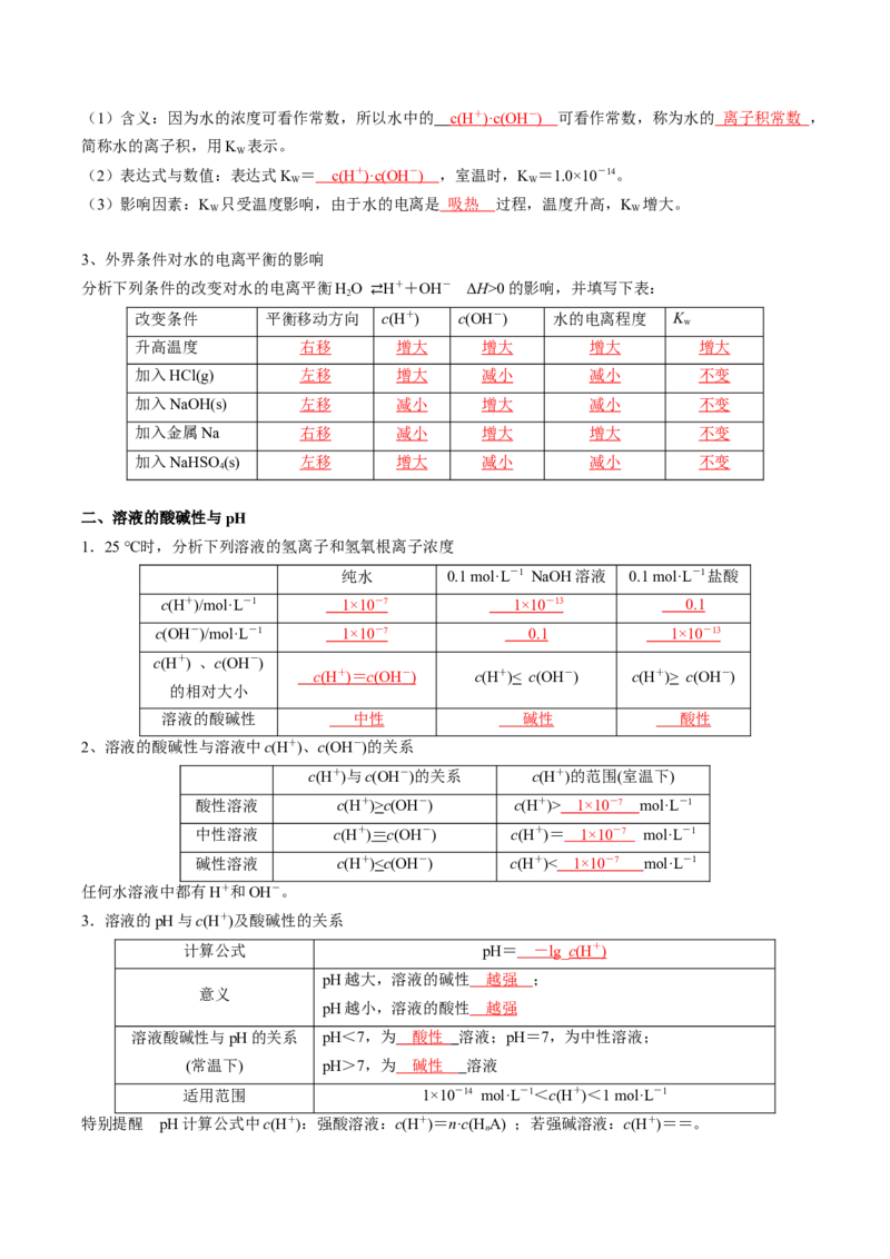 第三章水溶液中的离子反应与平衡-知识手册高中化学全册必背章节知识清单（人教版2019选择性必修1）（教师版）_高中九科知识点归纳。_高中化学试卷习题_化学选修_选修1