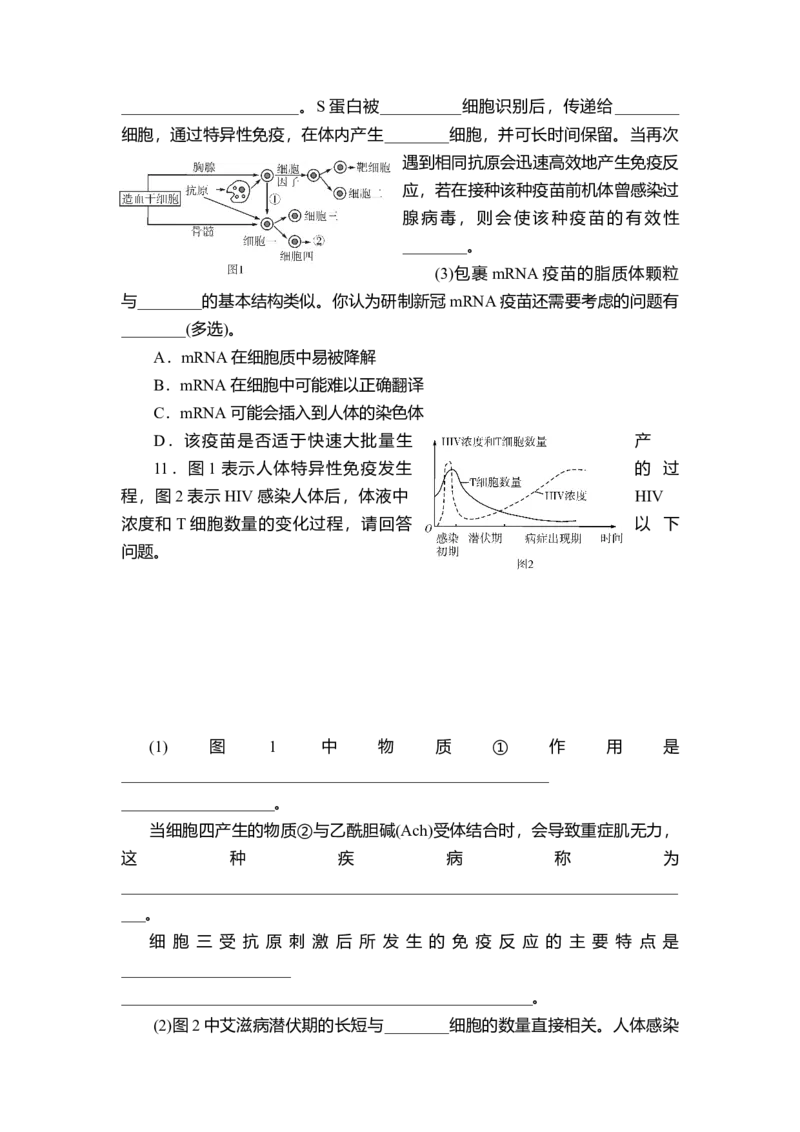 第4章免疫调节进阶特训&mdash;高二上学期人教版（2019）生物选择性必修1_高中九科知识点归纳。_人教版高中Word电子版试卷练习试题知识点全科_高中生物试卷习题_生物选修_选修1_第四章