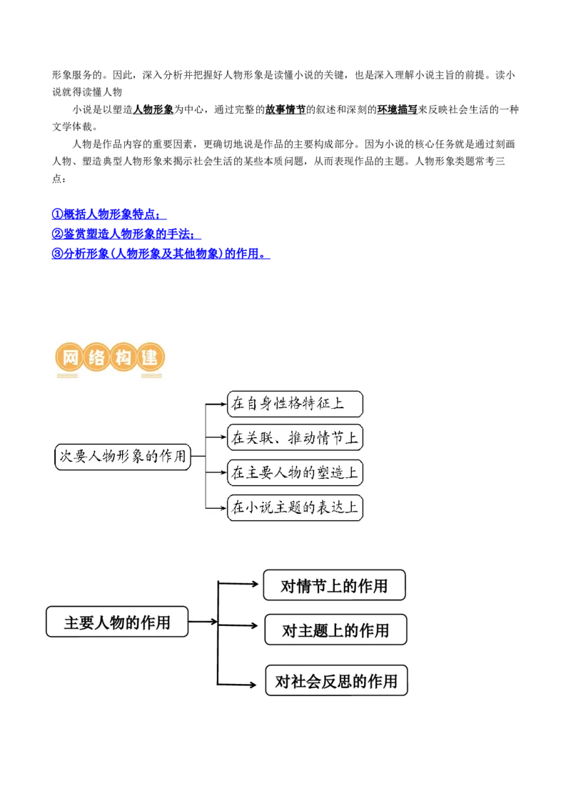 第03讲小说形象类题目（讲义）（原卷版）_01高考语文_4.22024年新高考资料_1.2024一轮复习_2024年高考语文一轮复习讲练（新教材新高考