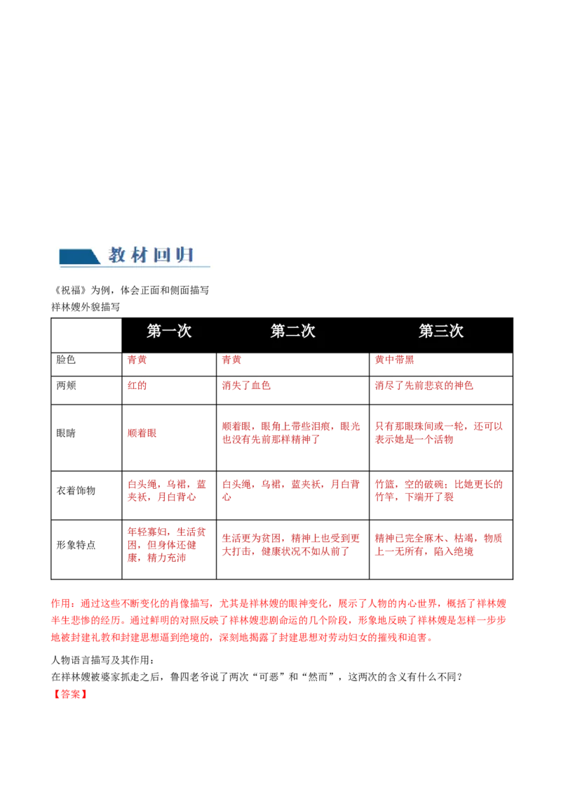 第03讲小说形象类题目（讲义）（原卷版）_01高考语文_4.22024年新高考资料_1.2024一轮复习_2024年高考语文一轮复习讲练（新教材新高考