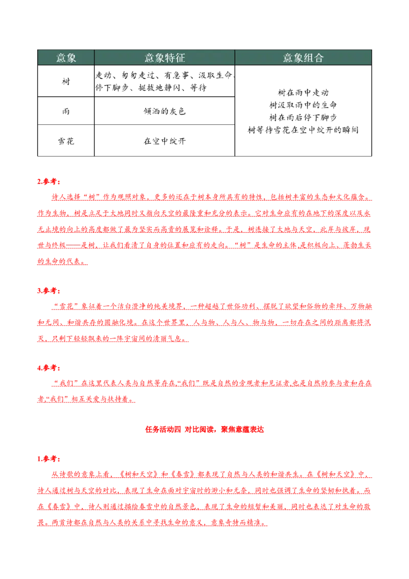 13-4《树和天空》（导学案）-（统编版选择性必修中册）_高语_高中语文_选择性必修中册_导学案