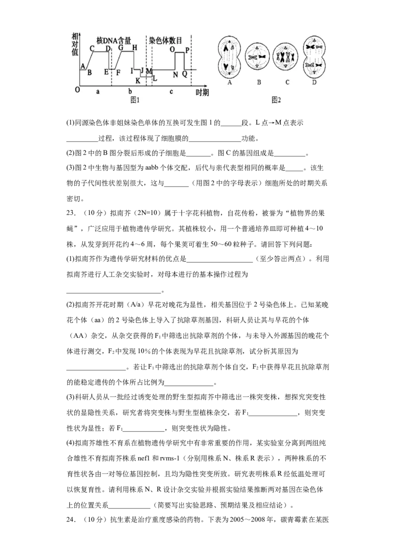 期末拔高卷5-冲刺期末高一生物下学期期末拔高冲刺卷（2019人教版）（原卷版）_高中九科知识点归纳。_人教版高中Word电子版试卷练习试题知识点全科_高中生物试卷习题_生物必修