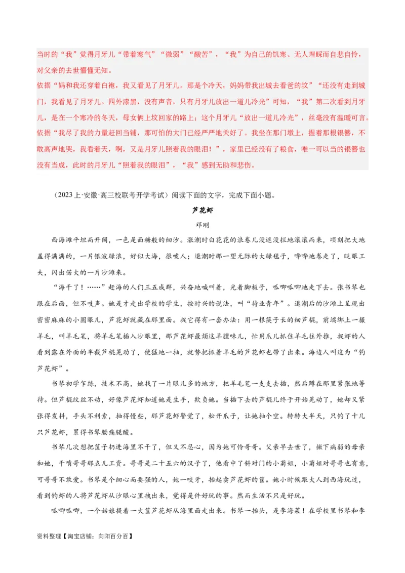 解密05文学类文本阅读小说之情节分析（分层训练）（解析版）_01高考语文_新高考复习资料_2024年新高考资料_二轮复习资料_分层训练_教师版（含答案解析）