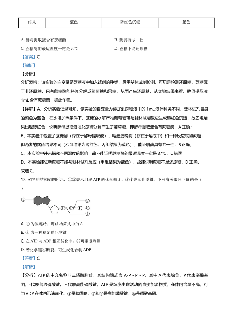 精品解析：北京丰台区高一上学期期末生物试题（解析版）_高中九科知识点归纳。_人教版高中Word电子版试卷练习试题知识点全科_高中生物试卷习题_生物必修_必修1_2.各地真题