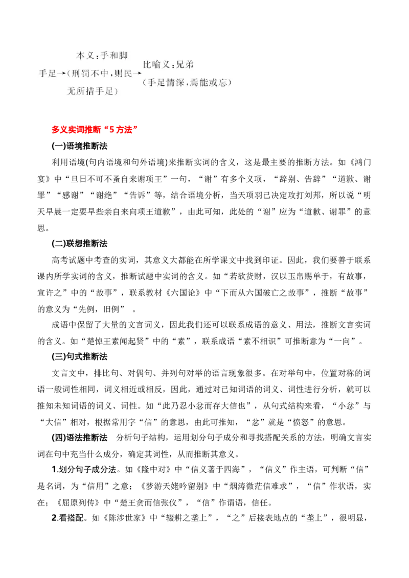 第3节通假字、古今异义、偏义复词、词类活用、一词多义-口袋书2024年高考语文一轮复习知识清单（全国通用）（原卷版）_01高考语文_通用版（老高考）复习资料_2024年复习资料