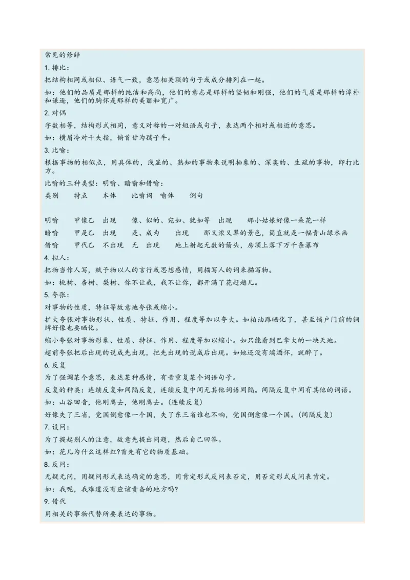 考向06辨析修辞手法-备战2023年高考语文一轮复习考点微专题（新高考地区专用）（解析版）_01高考语文_32023年新高考资料_一轮复习