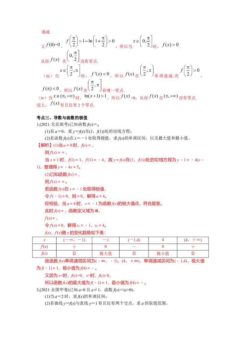易错点4导数及其应用答案-备战2023年高考数学易错题_2.2025数学总复习_赠品通用版（老高考）复习资料_一轮复习_2023年高考数学一轮复习易错题（含解析）