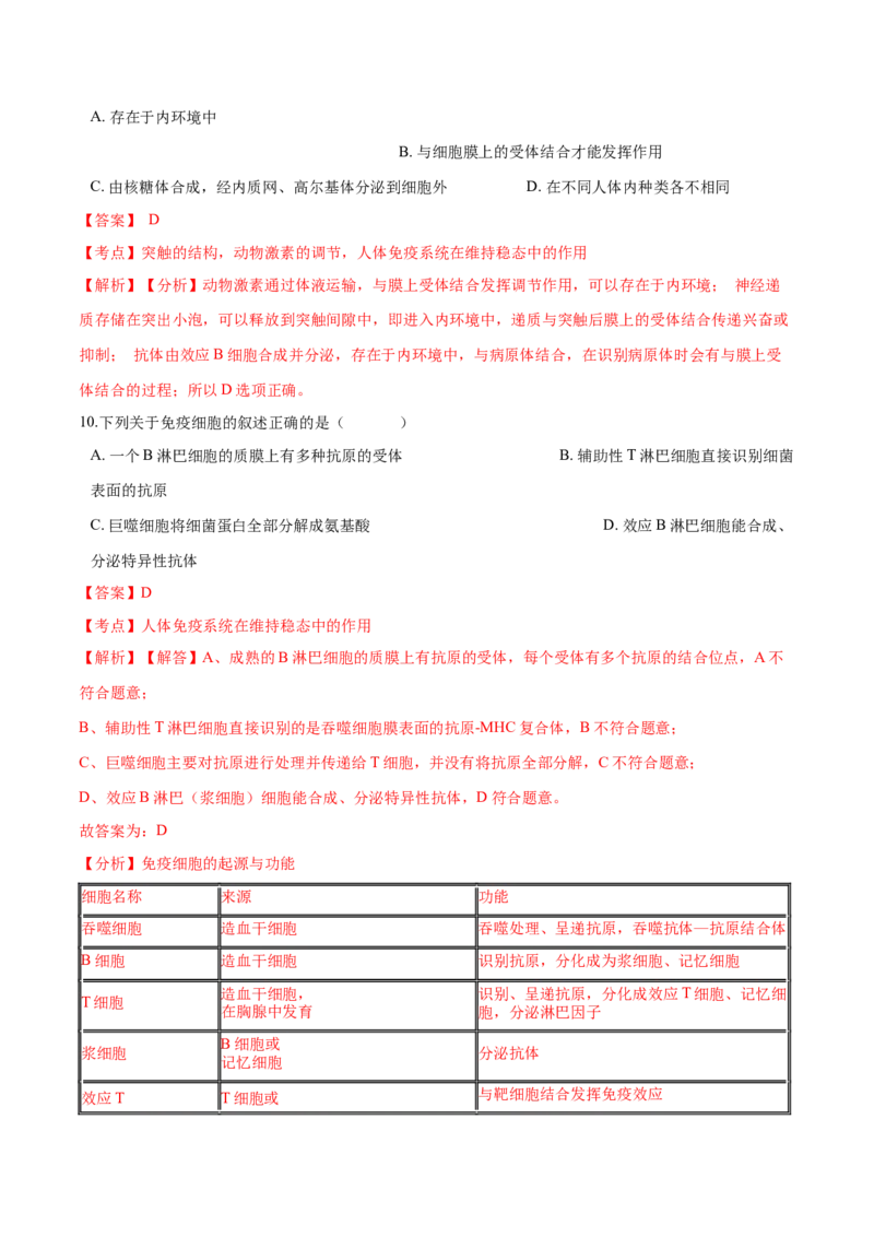 高二生物上学期期末测试卷03（人教版2019选择性必修1）（解析版）_高中九科知识点归纳。_人教版高中Word电子版试卷练习试题知识点全科_高中生物试卷习题_生物选修_选修1