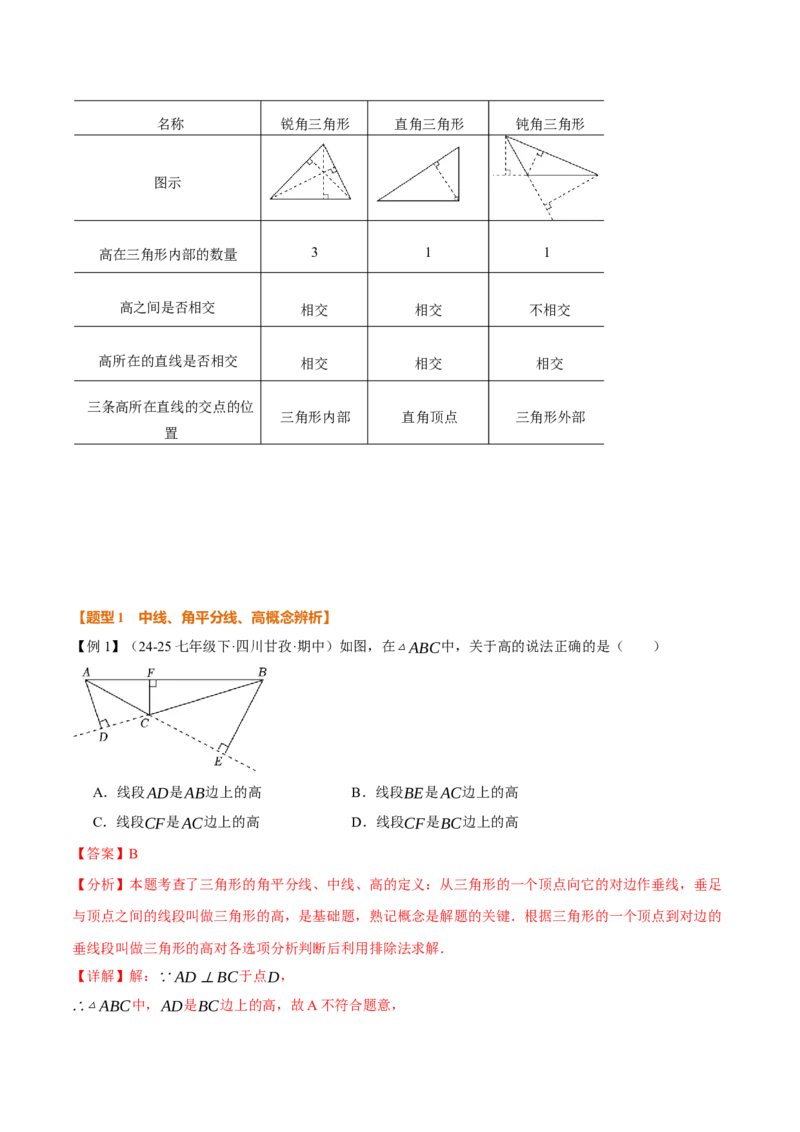 专题13.2三角形的中线、角平分线、高（举一反三讲义）（教师版）_初中数学_八年级数学上册（人教版）_母题专项-U66_2026版