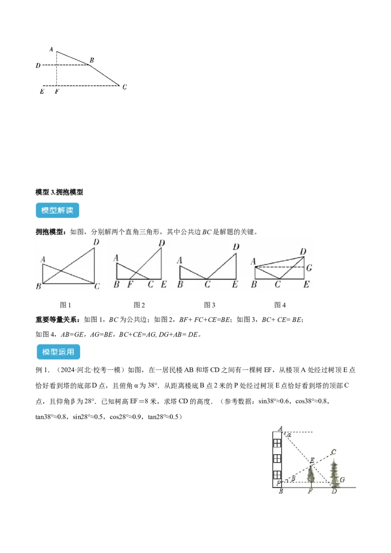 专题12解直角三角形之实际应用模型解读与提分精练（人教版）（学生版）_初中数学_九年级数学下册（人教版）_常见几何模型全归纳-V13_2025版