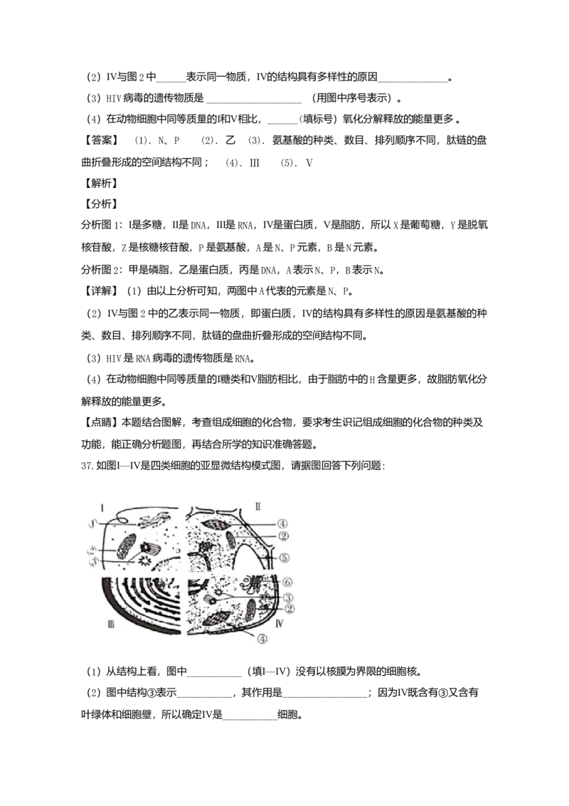 辽宁省实验中学高一上学期期中考试生物试题Word版含解析_高中九科知识点归纳。_人教版高中Word电子版试卷练习试题知识点全科_高中生物试卷习题_生物必修_必修1