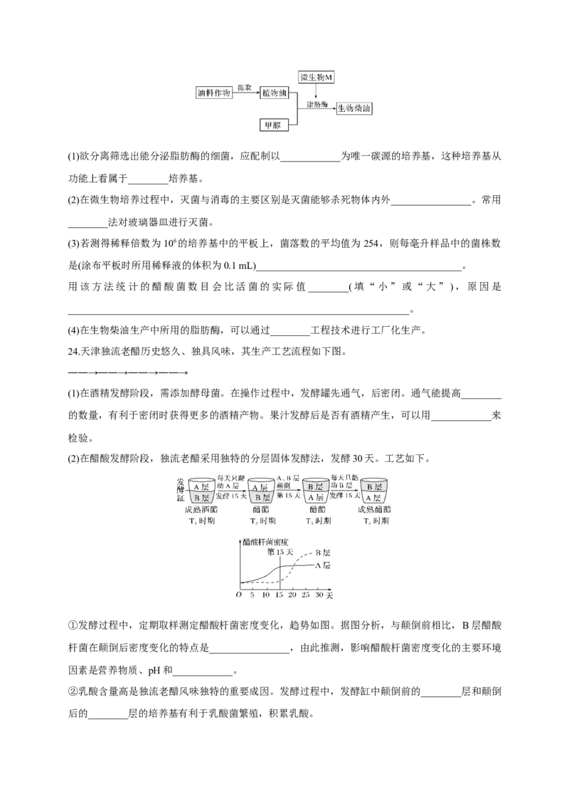 第一单元发酵工程（基础过关）-高二生物单元测试定心卷（人教版2019选择性必修3）（原卷版）_高中九科知识点归纳。_人教版高中Word电子版试卷练习试题知识点全科_高中生物试卷习题