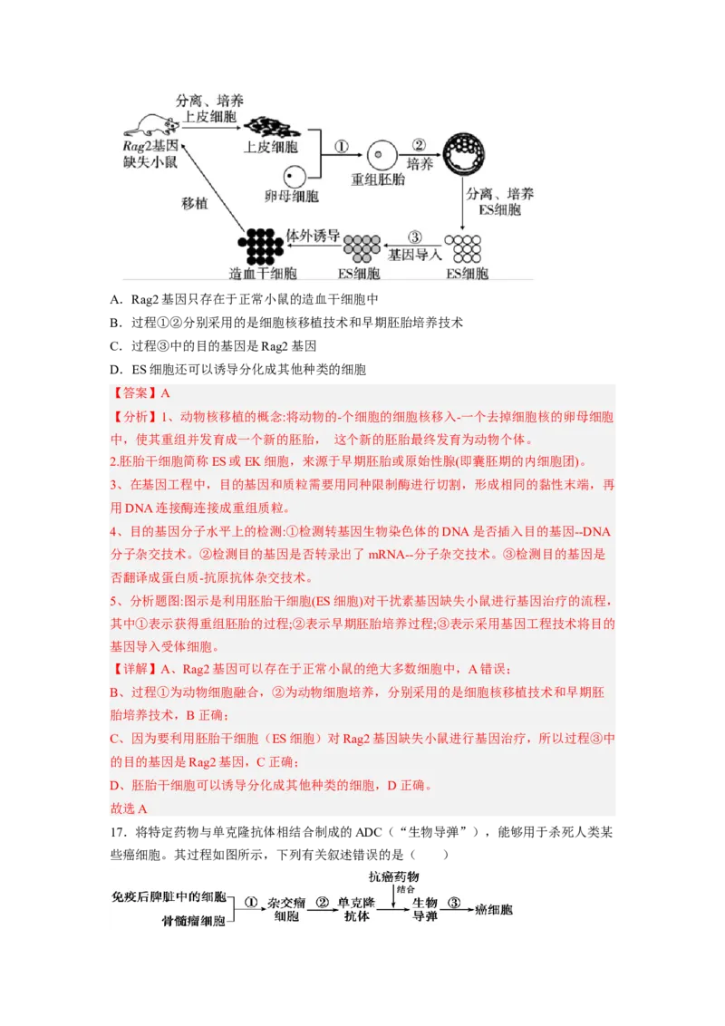 第2章细胞工程（基础突破卷）-2022-2023学年高二生物基础与培优高效突破测试卷（人教版2019选择性必修3）（解析版）_高中九科知识点归纳。_人教版高中Word电子版试卷练习试题知识点全科