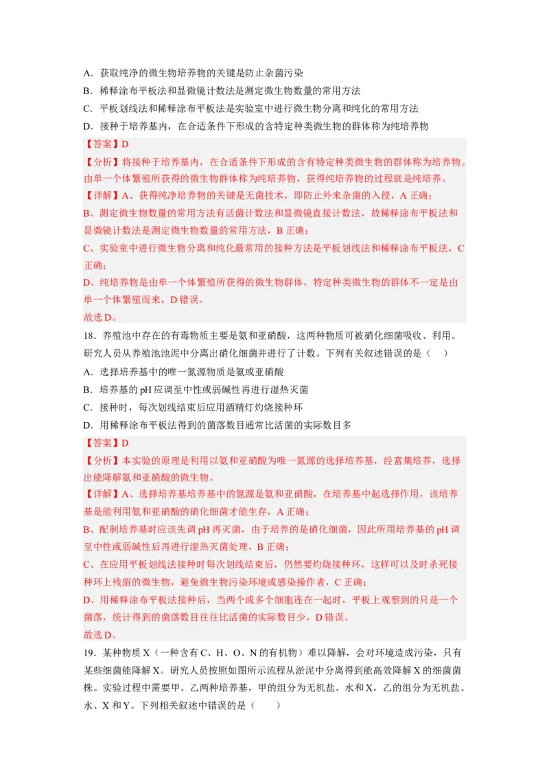 第1章发酵工程（满分培优卷）-2022-2023学年高二生物基础与培优高效突破测试卷（人教版2019选择性必修3）（解析版）_高中九科知识点归纳。_人教版高中Word电子版试卷练习试题知识点全科