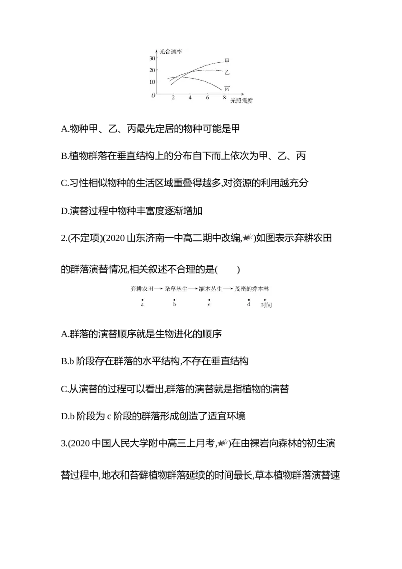 生物人教版新教材选择性必修2课时素养练：第2章第3节　群落的演替_高中九科知识点归纳。_人教版高中Word电子版试卷练习试题知识点全科_高中生物试卷习题_生物选修_选修2