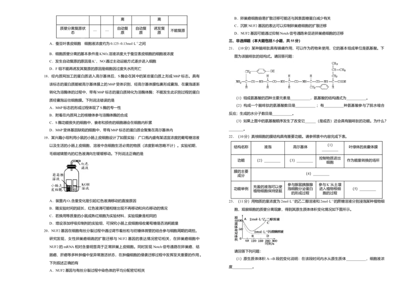 高一期末备考金卷生物（A卷）_高中九科知识点归纳。_人教版高中Word电子版试卷练习试题知识点全科_高中生物试卷习题_生物必修_必修1_人教版生物必修一期末试卷（038份）_1.模拟题