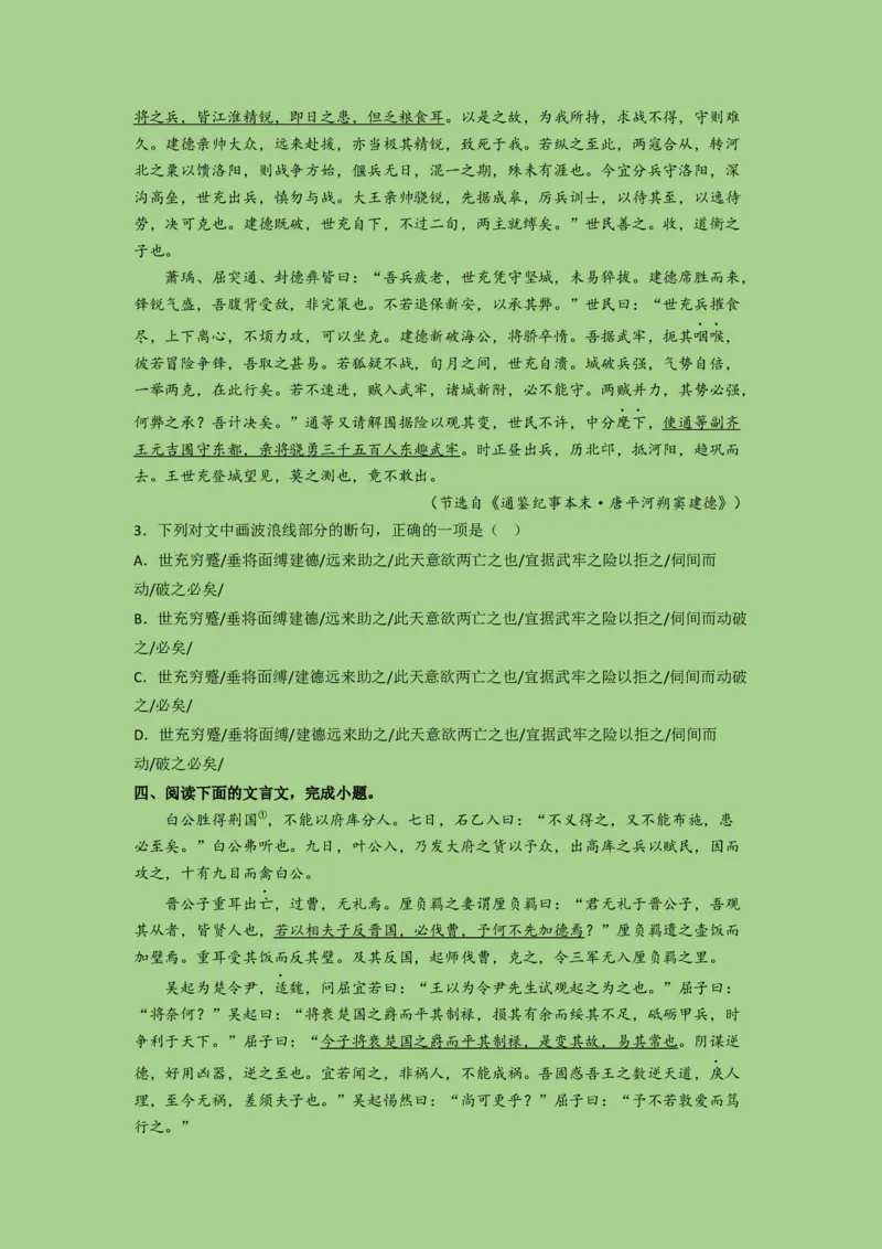 考点11文言文断句（题组训练）（原卷版）_01高考语文_32023年新高考资料_二轮复习_2023年高考语文二轮复习讲练测（新高考）