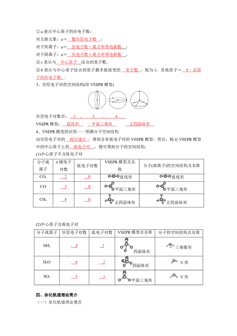 第二章分子结构与性质-知识手册高中化学全册必背章节知识清单（人教版2019选择性必修2）（教师版）_高中九科知识点归纳。_人教版高中Word电子版试卷练习试题知识点全科_化学选修