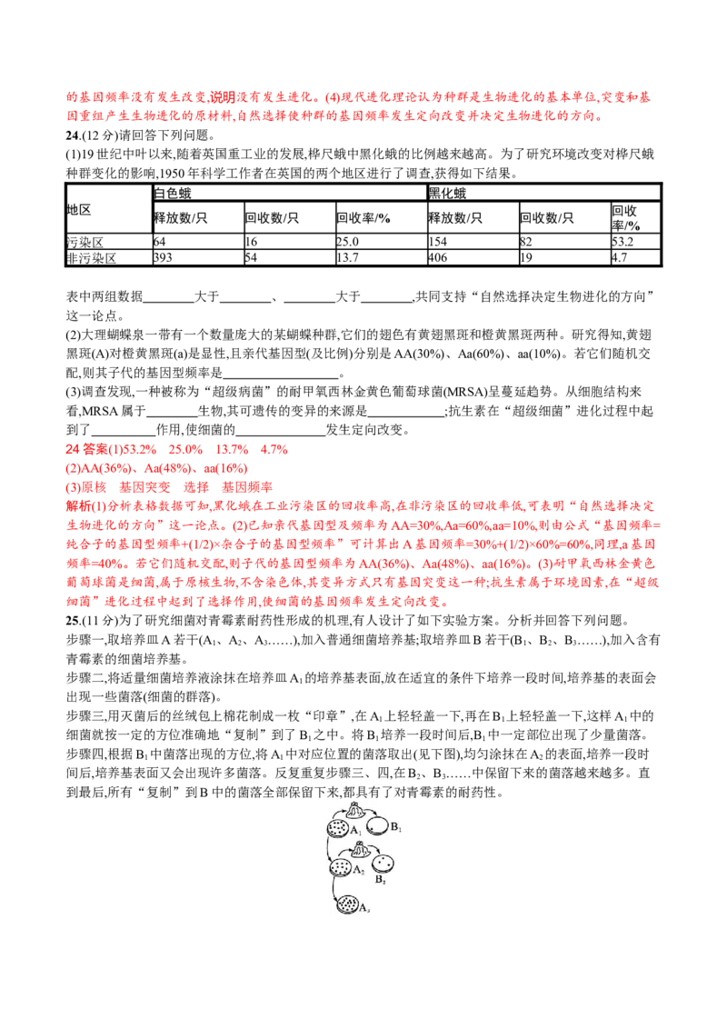 第6章生物的进化（解析版）_高中九科知识点归纳。_人教版高中Word电子版试卷练习试题知识点全科_高中生物试卷习题_生物必修_必修2_人教版生物必修二单元测试（012份）