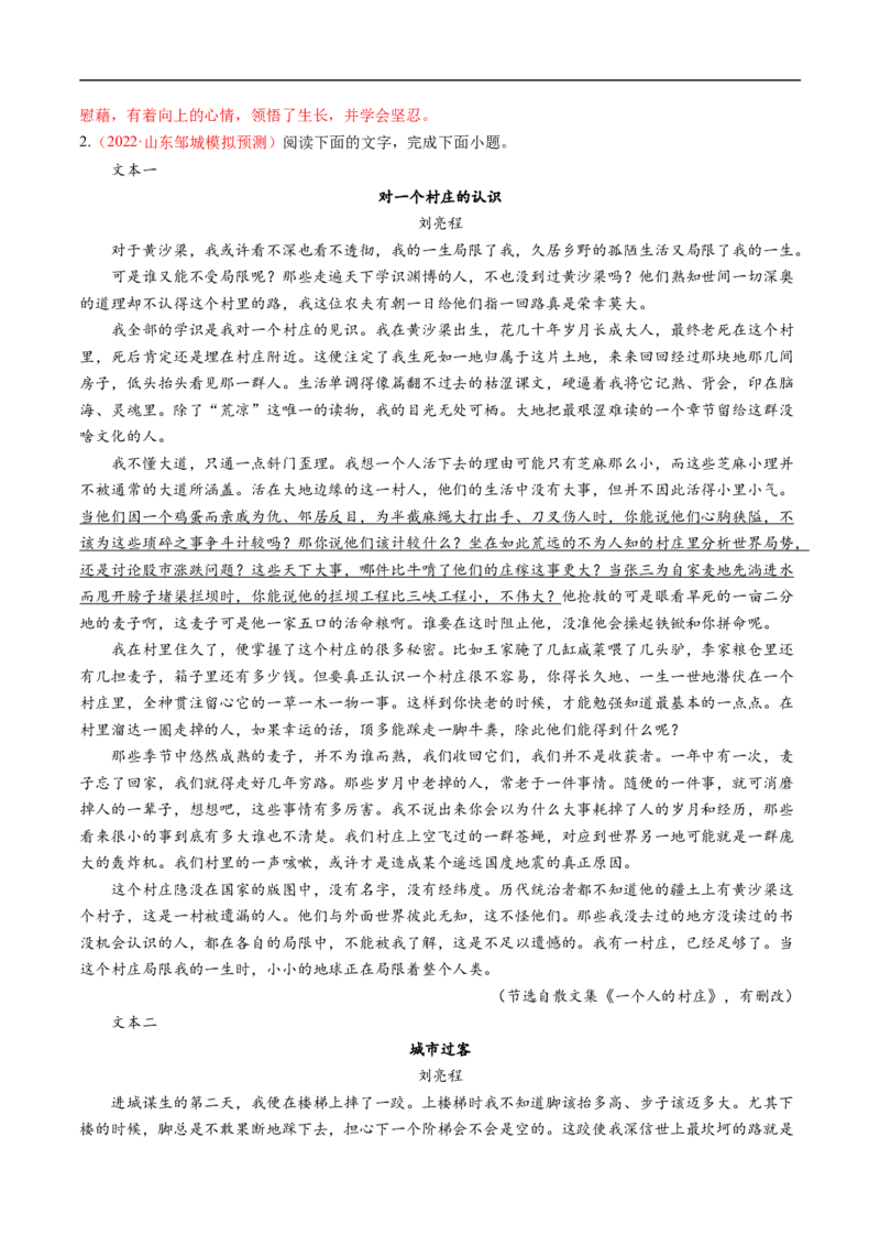 考点37文学类文本阅读之探究文章主旨、文本特征，文本对照研读-备战2023年高考语文一轮复习考点帮（解析版）_01高考语文_6赠通用版（老高考）复习资料_一轮复习