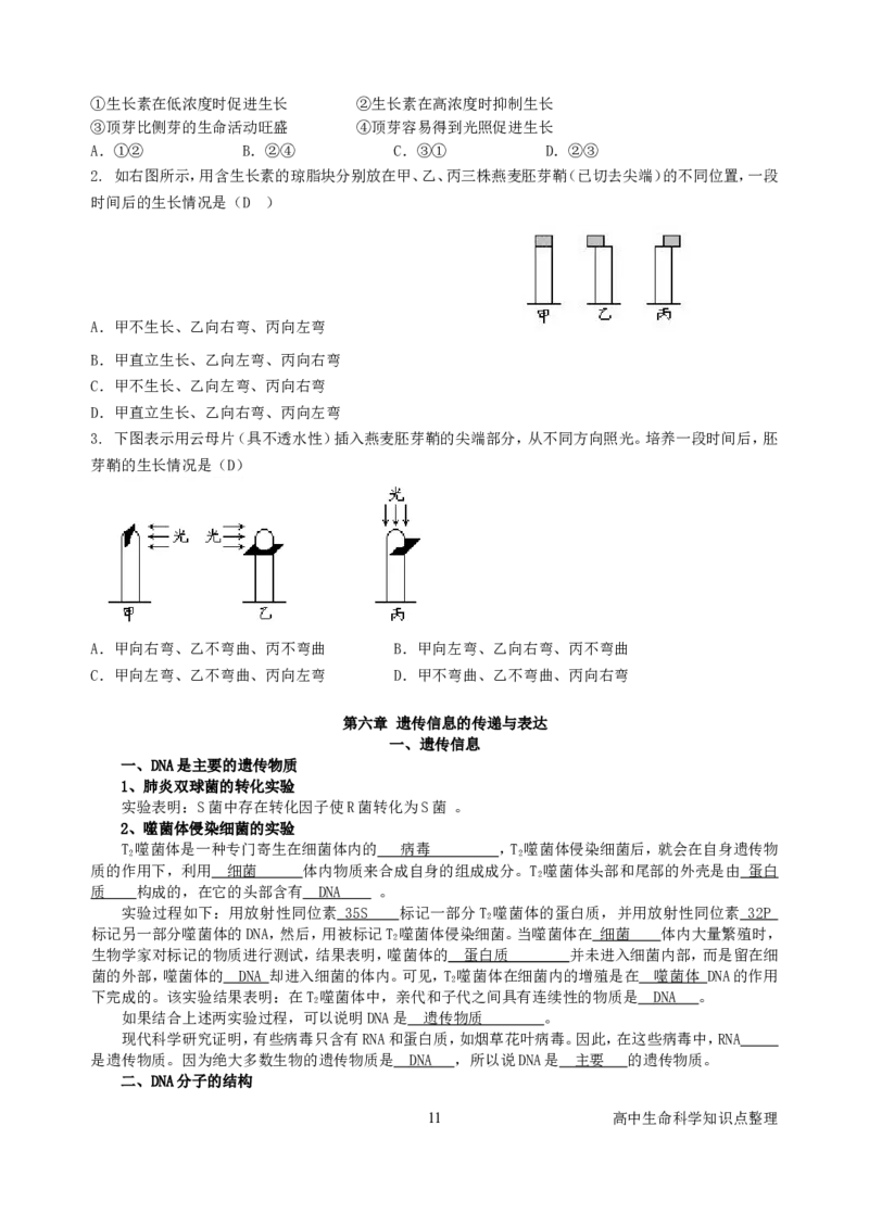 生物_高中生命科学资料_侧重记忆_28页_高中九科知识点归纳。_生物