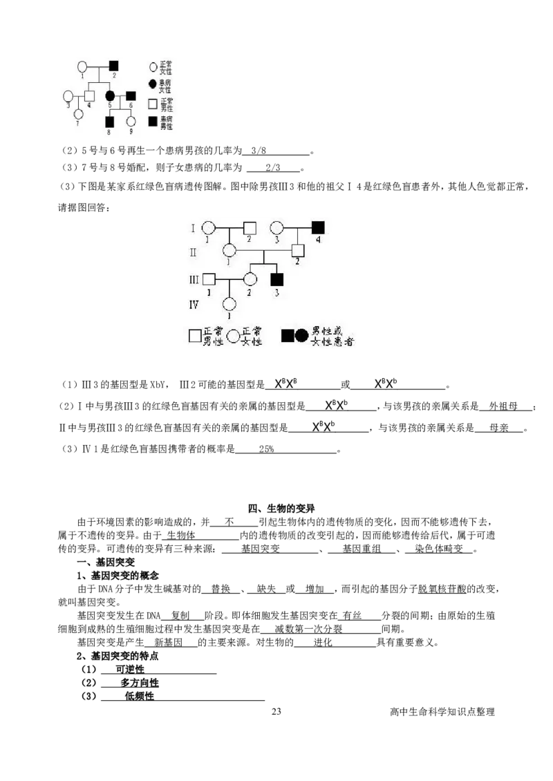 生物_高中生命科学资料_侧重记忆_28页_高中九科知识点归纳。_生物