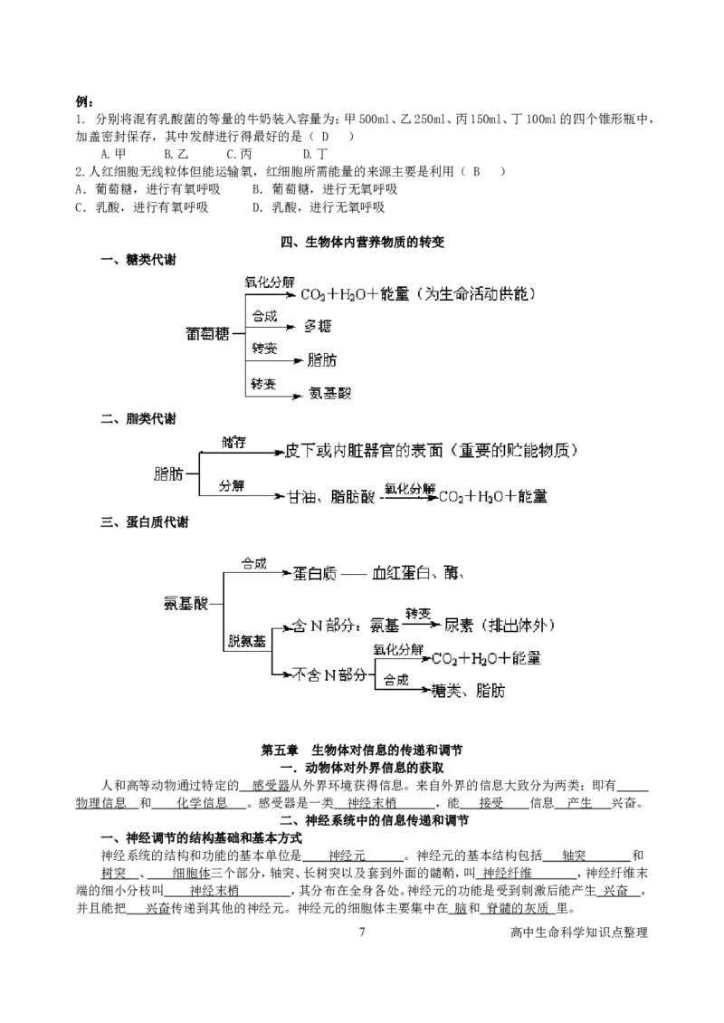 生物_高中生命科学资料_侧重记忆_28页_高中九科知识点归纳。_生物