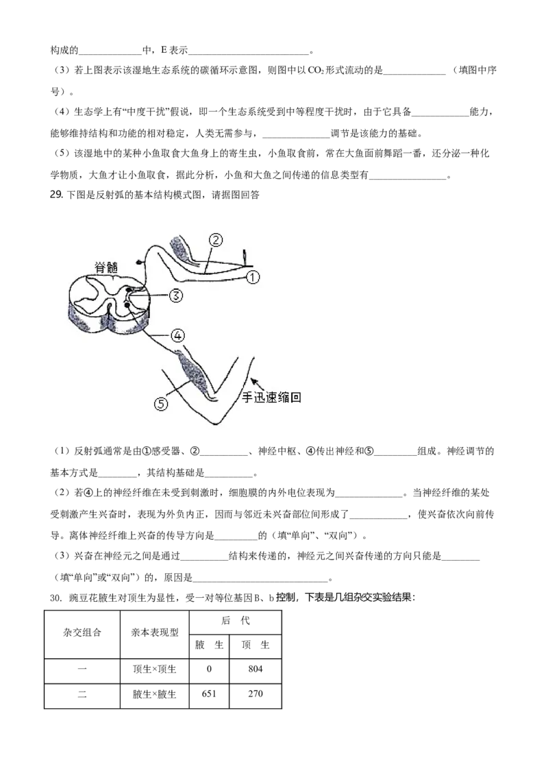 高二下学期期中生物试题（原卷版）_高中九科知识点归纳。_人教版高中Word电子版试卷练习试题知识点全科_高中生物试卷习题_生物选修_选修2_人教版生物选修二期中测试（006份）_987