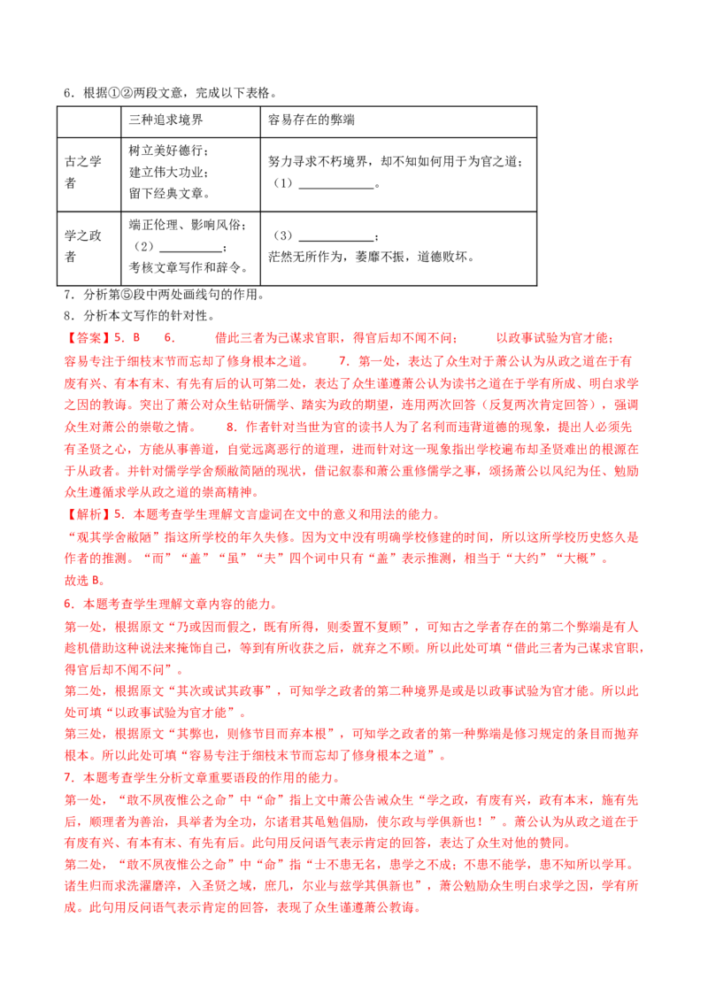 考点06杂记文言文-下（核心考点精讲精练）-备战2025年高考语文一轮复习考点帮（上海专用）（解析版）_01高考语文_52025年新高考资料_一轮复习_备战2025年高考语文一轮复习考点帮