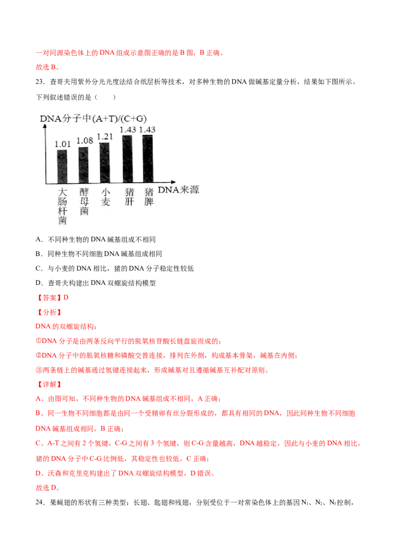 期末押题01-高一生物下学期期末专项复习（人教版2019必修2）（解析版）_高中九科知识点归纳。_人教版高中Word电子版试卷练习试题知识点全科_高中生物试卷习题_生物必修_必修2
